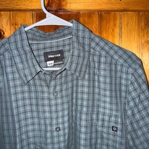 Marmot Mens‎ Plaid Short Sleeve Button Up Shirt, Outdoor Casual Top